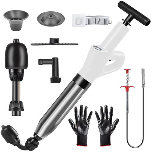 Image of Toilet Plunger - Plungers for Bathroom Heavy Duty, Powerful Toilet Snake for Unclogging Plunger with Real-Time Pressure Indicator Plungers for Washbasin, Floor, Kitchen Clogged (White)