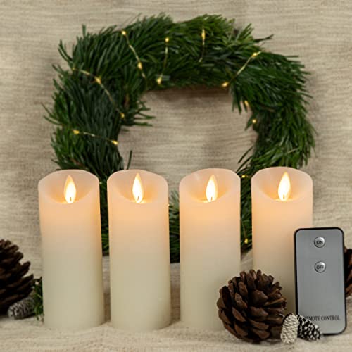 LED Echtwachskerzen 4ER-SET mit Fernbedienung flackernder Docht flammenlos LED-Kerzen (Weiss) Cover