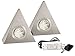Produktbild 2er Set LED Dreieckleuchte Unterbauleuchte Küchenleuchte Küche LED EDELSTAHL 2x3W Warmweiß 3200K mit Zentralschalter