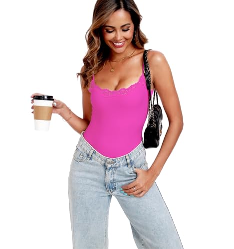 Image of Women's Lace Bodysuit Square Neck Body Suits Sexy Backless Thong Cami Shaperwear Spaghetti Strap Sleeveless Top