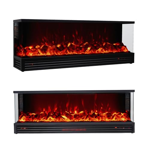 SUNLITUP 60 Inch 3-Sided Electric Fireplace