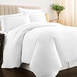 Pizuna Couverture de couette en coton Queen Blanc 3 PC, 400 Nombre de fils 100% Couverture de couette à couette longue en coton avec fermeture à bouton cachée (100% Couverture de duvet Reine en coton)