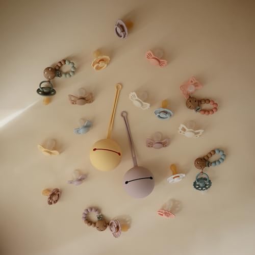 Image of FRIGG Butterfly Anatomical SilkySoft Silicone Baby Pacifier | Made in Denmark | BPA-Free (White Lilac /Twilight Mauve, 6-18 Months)