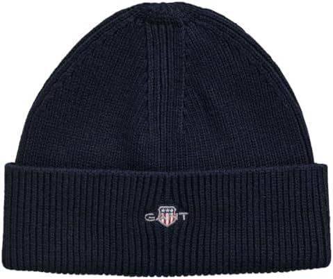 GANT Unisex Children's Shield Cotton Beanie Hat, Evening Blue, Einheitsgröße