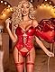 Avidlove Damen Body Dessous Set Latex Sexy Bodysuit Leder Unterwäsche Outfit Verstellbar Spitze Strapsen Strumpfband Reizwäsche BH und Slip Lingerie(Strümpfe Nicht enthalten) Rot S