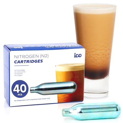 ICO 40pcs Nitrogen Cartridges, N2 Cartridges for Nitro Cold Brew Coffee Maker, Non-threaded Nitro