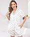 Sopesil Satin Schlafanzüge für Damen Pyjama Set Kurzarm mit Knöpfen Zweiteiliger Kurz Seide Nachtwäsche Loungewear Weiße Kirsche L