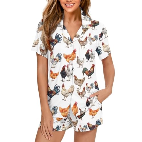 Image of Women's Short Sleeve Sleepwear Pajamas Nightwear with Pockets | skin-friendly breathable material resists pilling fading and deformation after repeated washing