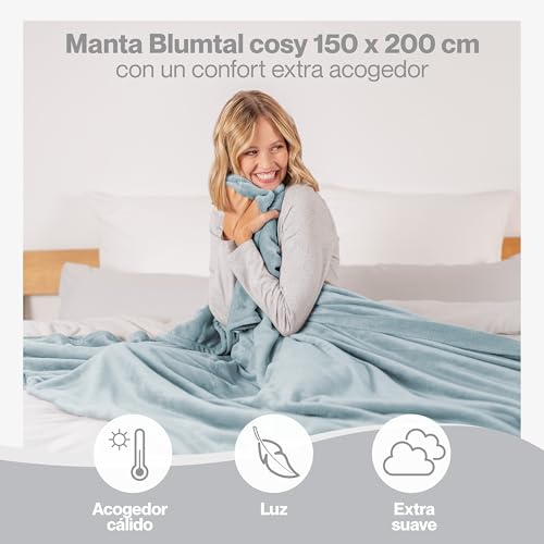 Miniatura 4 de Blumtal Mantas Para Sofá De Franela Suave Y Acolchada - Manta Polar 100 Microfibra Extra Suave, Manta De Sofá, De Cama O De Sala De Estar, Azul Claro, 150 X 200 Cm