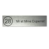 Plaque boite aux lettres NUMERO format Decayeux (100x25mm) gris argent lettres noires - 1 ligne - 2,5