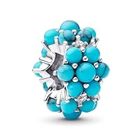 Pandora Moments 793897C02 - Ciondolo in argento sterling con zirconi, colore: turchese, 11,5x10,7x7,3 mm, Argento sterling, Zirconia cubica