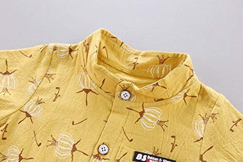 NLGToy Conjunto de duas peças para meninos com estampa floral para meninos e meninas, Amarelo, 3-4 A