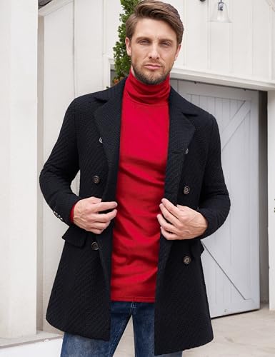 TAPULCO Men Turtleneck Long Sleeve Knitted Pullover Basic Slim Fit Casual Soft Comfy T Shirts4