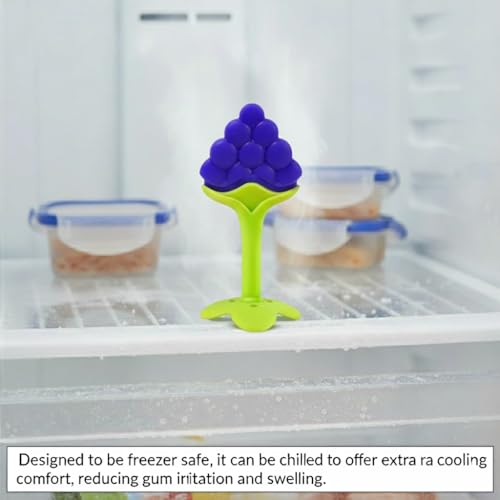 Image of Safe-O-Kid BPA-Free Organic Silicone Fruit Teether | Soft, Non-Toxic Teething Relief for Infants & Toddlers | Food-Grade for 0-12 Months - Blue