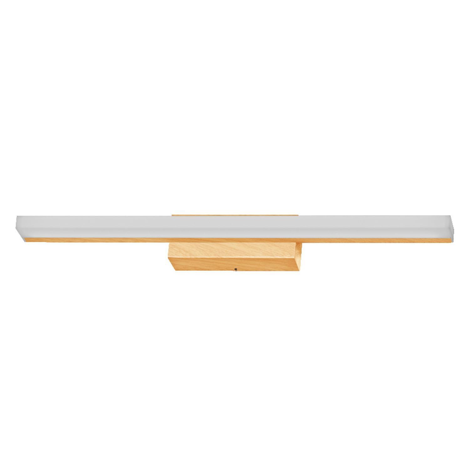 Licht-Erlebnisse LED Spiegelleuchte Aluminium Holz 3000-4000 K Click-CCT Touch dimmbar IP44 modern WC Flur Gästezimmer L:60 cm Wandlampe Badezimmer