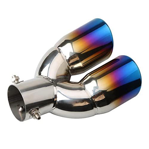 Baceyong Dual Exhaust Tip Muffler Tail Pipe, Stainless Steel Straight Curved Car Dual Exhaust Pipe for Diameter of 35-55mm/1.38-2.17 Inches