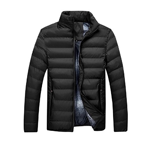 AngelSpace Chaqueta de plumón para hombre, cómoda, ajustada, gruesa, con cremallera, cálida, negra, XL, negro, XL, Negro , XL