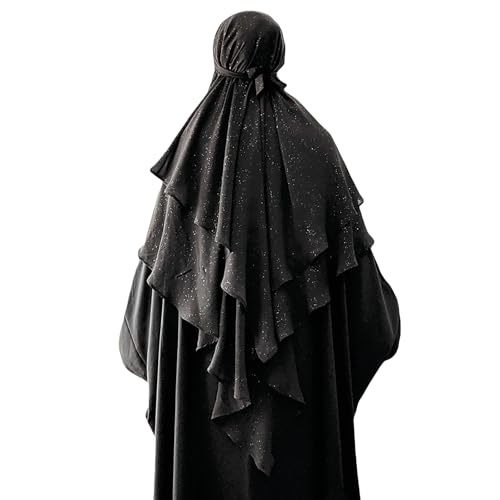 Womens Muslim Long Khimar Hijab Scarf Soft 2 Layer Abaya Jilbab Islamic Khimar Ramadan Eid Prayer Garment Niqab Hijabs2