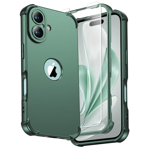 Image of ORETECH 3 in 1 for iPhone 16 Case with 2 x 9H Screen Protector,Green