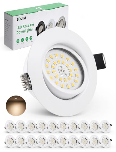 Bojim Ojos de Buey LED para Techo, 230V Blanco Cálida 4000K, 5.5W 68mm-80mm Regulable, Downlight LED Techo Empotrable Giratorio de 60° para Cocina Habitación Baño, 20 Pack