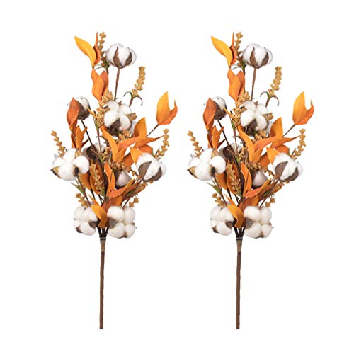 HEALLILY Tallos de algod�n selecciones de algod�n Artificial Flores secas Ramas Corona de Navidad Suministros para decoraci�n del hogar 2 Piezas