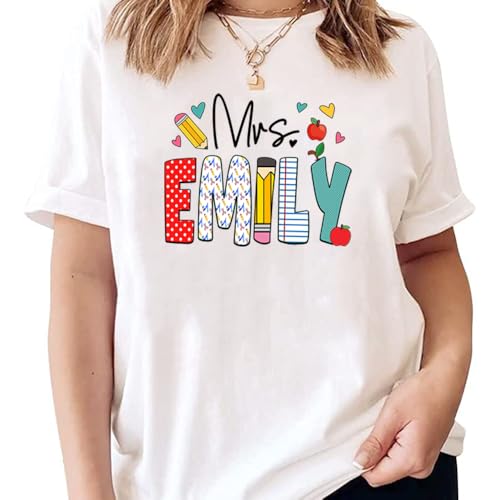 Custom Teacher Shirt, Personalized Teacher Shirt with Name, Teacher's Gift for Women, Her, Colleagues, Back to School Gifts for Teachers, Birthday, Christmas Design 22