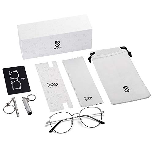 Óculos de bloqueio de luz azul para olhos de gato SOJOS armação de metal hipster feminino óculos She