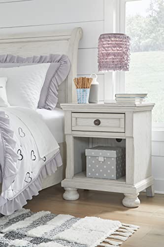 Signature Design by Ashley Nightstand, Bedside Table, Antique White Wood - image 8