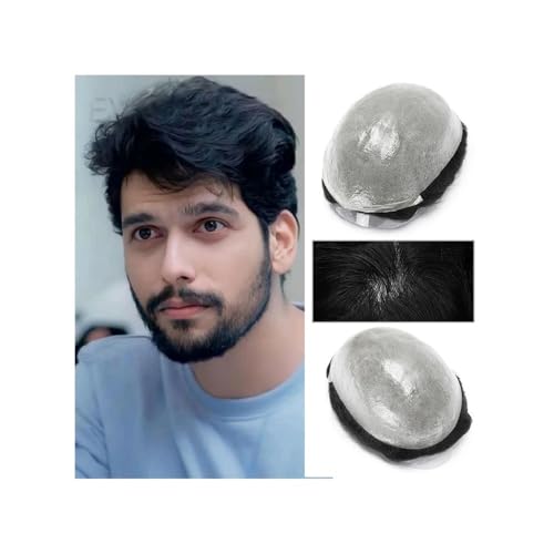 pelucas para hombres Sistema del pelo de los hombres de las pelucas masculinas del cabello humano de la base completa de la piel fina durable del tupé de los hombres 0.06m m(Platinum Blonde,7x9)