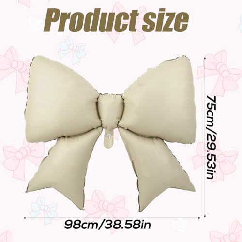 Image of 2pcs Large Bow Balloons, Bow Themed Party Decorations Elegant Coquette Balloons for Coquette Birthday Wedding Engagement Party Decoration (cream color)