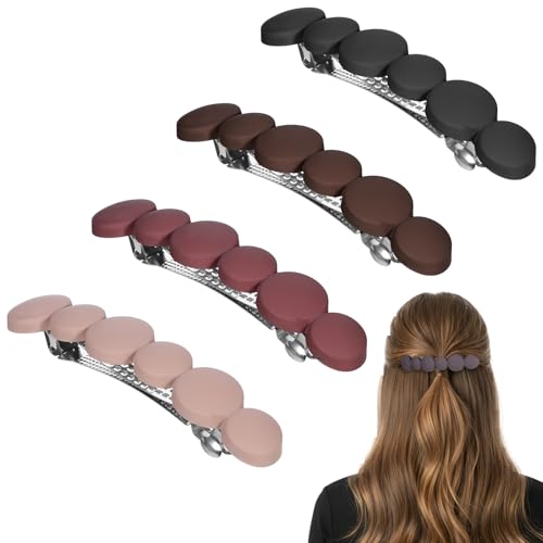 Qianyu 4 Pcs Matte Half-up Jaw Clips French Hair Barrettes for Women Oval Banana Clips Ponytail Bun Holder for Women Girls Short Fine Medium Thick Thin Hair Styling Accessories, Multicolor