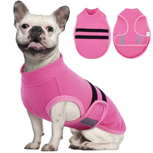 Nanaki Warm Fleece Dog Vest Cold Winter-Soft Fleece Dog Sweater, Adjustable Reflective Pet Pullover for Fall & Early Spring, Easy On Coat Schnauzer French Bulldog Dachshund Clothes Clothes, M