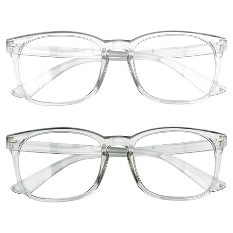 ZNHIS Blue Light Glasses, Blue Light Blocking Glasses, 2 Pack, Clear Glasses, Clear Bluelight Glasses, Blue Light Glasses for Women Men, Anti-Eyestrain UV Glare Glasses (Gray + Transparent) Cover