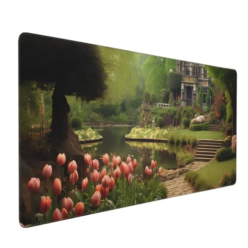 Grand tapis de souris de jeu imperméable avec bords cousus renforcés et base antidérapante