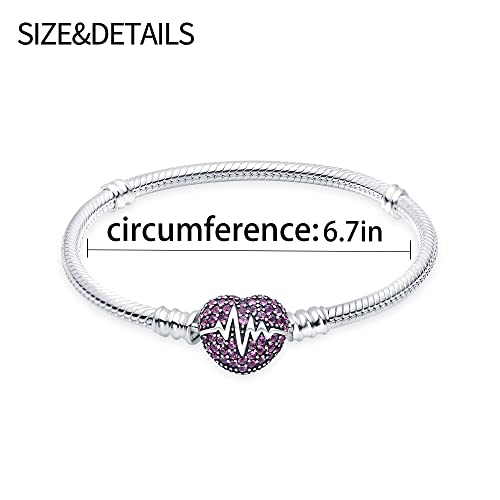 Pandach Love With Clear Cz Clasp Snake Chain Bracelet Basic Charm Bracelets Fit Any Charm, With For Teen Girls Women #TOP5