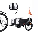 Bike Cargo Trailer, Foldable Bicycle Trailer with Waterproof Cover, Safe Bike Trailer with Flag and