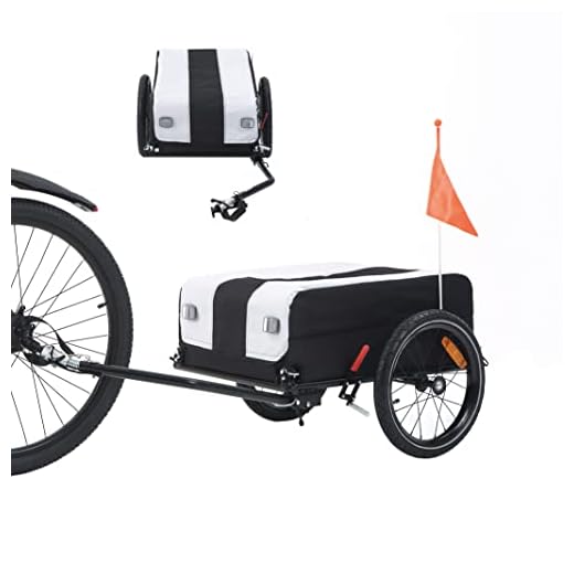 Bike Cargo Trailer, Foldable Bicycle Trailer with Waterproof Cover, Safe Bike Trailer with Flag and Reflectors, Fit for 26 28 inch Wheel, 27.5''x18.5''x9'' (Black)