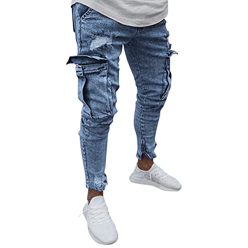 Pantalones vaqueros largos para hombre de corte holgado y puños ajustados