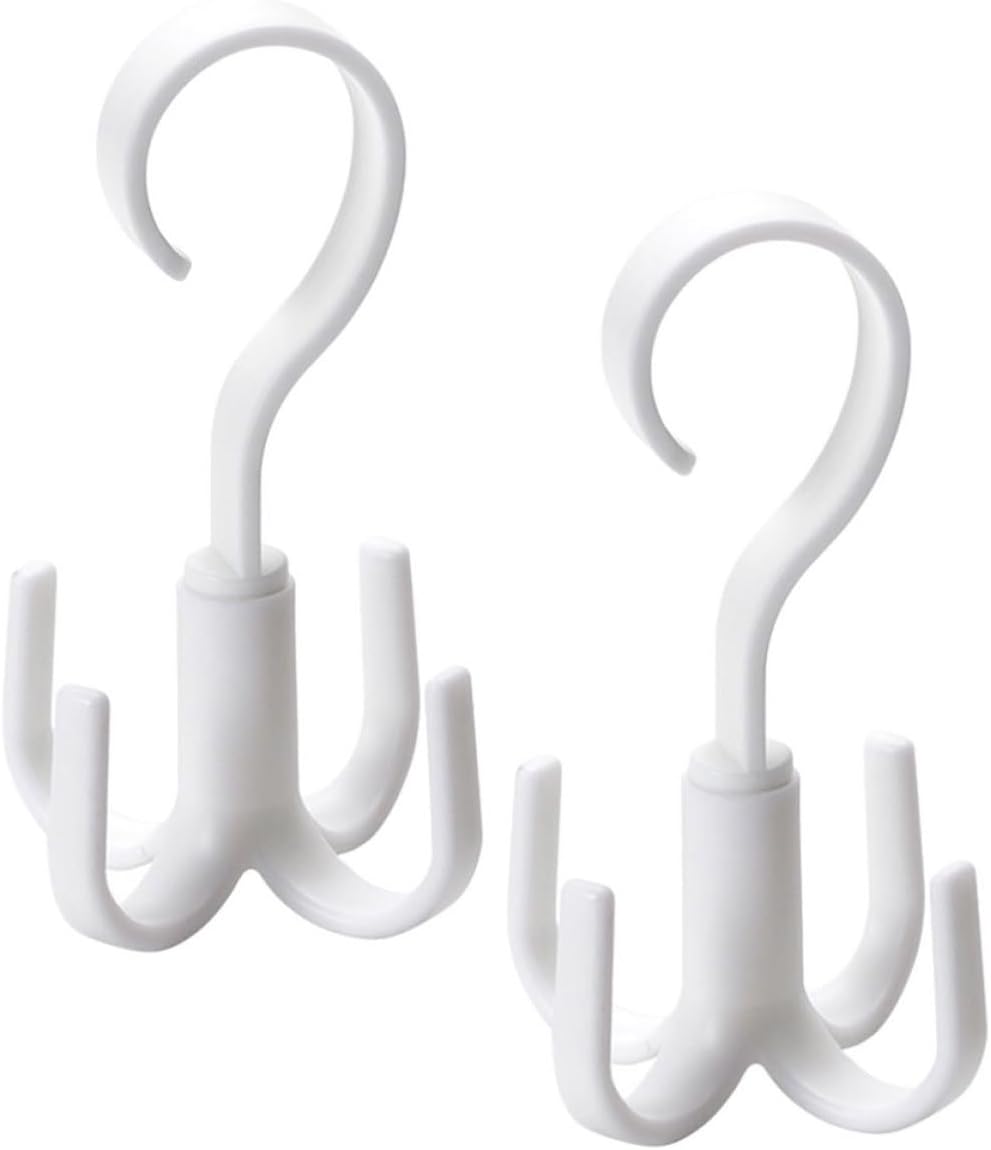 FRCOLOR 2pcs Rotating Four-Claw Handbag Hangers with Versatile Design for Scarves and Belts, White Ps Material Closet Organizer for Wardrobe Storage