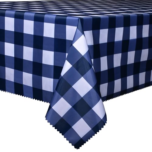 HX&OD PVC Tablecloth, 100% Waterproof Tablecloth, Oil Proof Heavy Duty Wipeable Table Covers for Dining/Camping/Picnic/Outdoor (Blue Plaid, 70"x120")