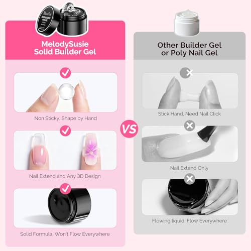 Image of MelodySusie Solid Builder Nail Gel 3D Gel Nail Art 4 in 1 Non-Sticky for Extension UV Glue for Acrylic Nails Clear 60ML