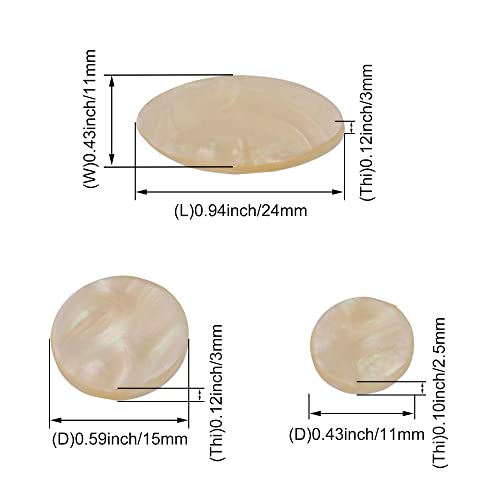 Yibuy 2 runde und ovale Perlensaxophon-Schlüssel für Alt- / Tenorsaxophon, Kunststoff, Beige, C-Dur, 2 x Saxophon-Schlüsseltasten