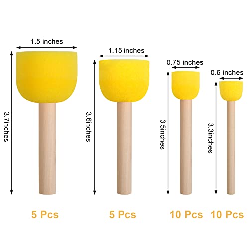 30 Pcs Round Sponges Brush Set, Round Sponge Brushes for Painting, Paint Sponges for Acrylic Painting, Painting Tools for Kids Arts and Crafts (4 Sizes) - Image 2