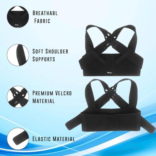 Image of Adjustable Posture Corrector Back Support Brace with Magnetic | Upper Back Shoulder Alignment Belt | Shoulder & Back Pain Relief | Lightweight Posture Correction Strap for Daily Use