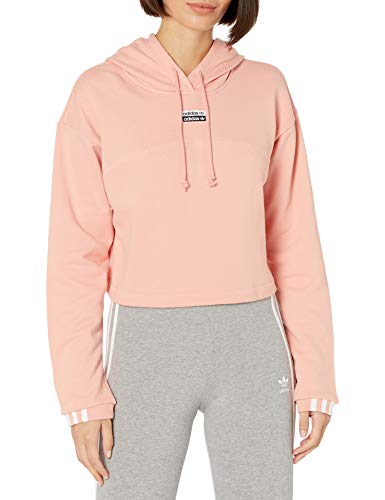 adidas Originals Women's R.y.v. Cropped Hoodie Hooded Sweatshirt, Trace Pink, XL