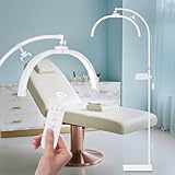 KIRKAS Lash Light Half Moon Lamp with Tool Tray, 21in LED Foldable Floor Beauty Lamp for Esthetician Eyelash Extensions, Tattoo Art, Nail Tech,Craft, Adjustable Brightness & Height, Phone Holder,White
