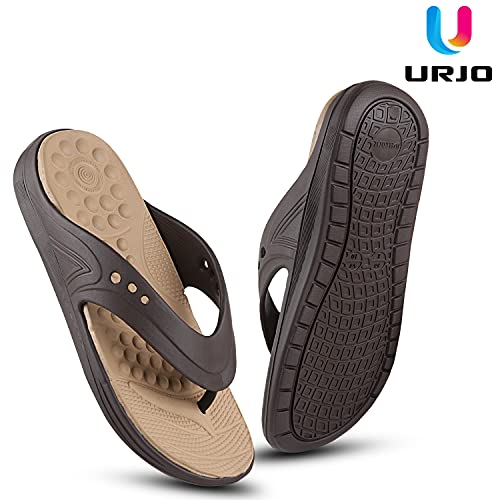 Image of URJO FOAM Men's Slippers /FlipFlops Lightweight Super Flexible Arch Support Durable Anti Skid & Stylish Dailywear Slippers /FlipFlops for Men