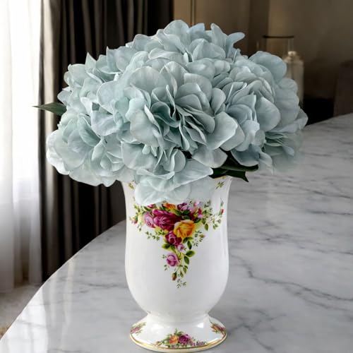 Image of Art Street Artificial Blue Hydrangea Flower Stick for Vases| Faux Flowers| Ideal for Home Decor |Items for Living Room |Christmas Day, New Year Decor| 6 Head Flower|Size: 18 Inch (Set of 4)