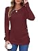 MOLERANI Women Autumn Long Sleeve Loose Tunic Green Sweatshirt with Buttons Wine Red L