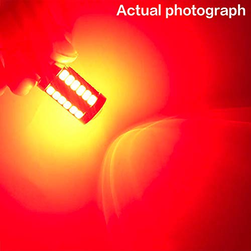 Teguangmei 2Pcs 1156 Ba15S P21W 1141 7056 Car Led Bulbs Red 900Lm Super Bright Led Reversing Brake Tail Stop Rear Fog Signal Light 5730 33Smd Position Tail Light 12-30V 3.6W #TOP5